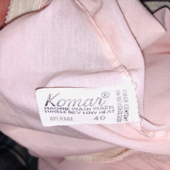 Vintage Komar Womens M Pajama Set Pink White Lace Short Sleeve Top Bottom - Picture 10 of 11